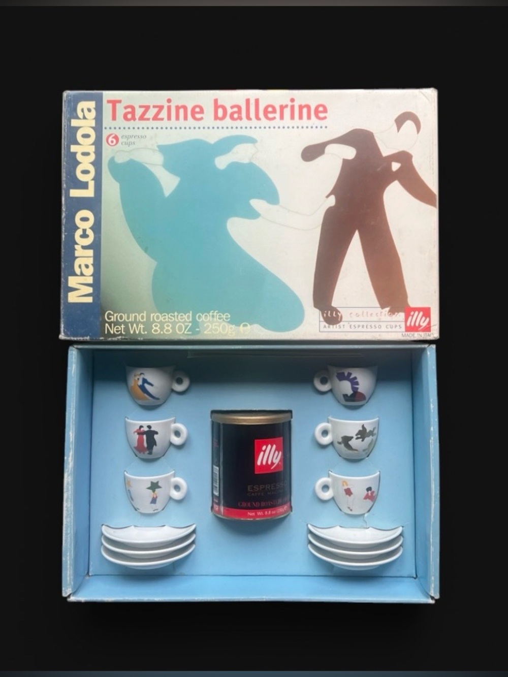 Illy Tazzine Ballerina Marco Lodola Espresso Collection 1999 RARE complete set